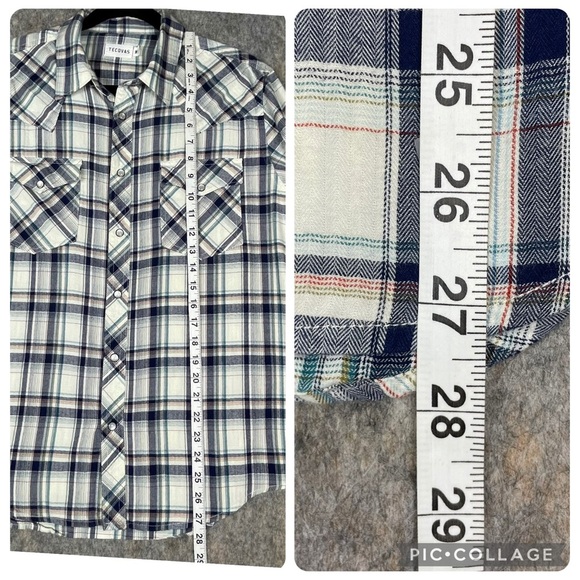 Tecovas Brushed Cotton Pearl Snap Button Up Multi Plaid Casual Western Shirt - M - Picture 14 of 16